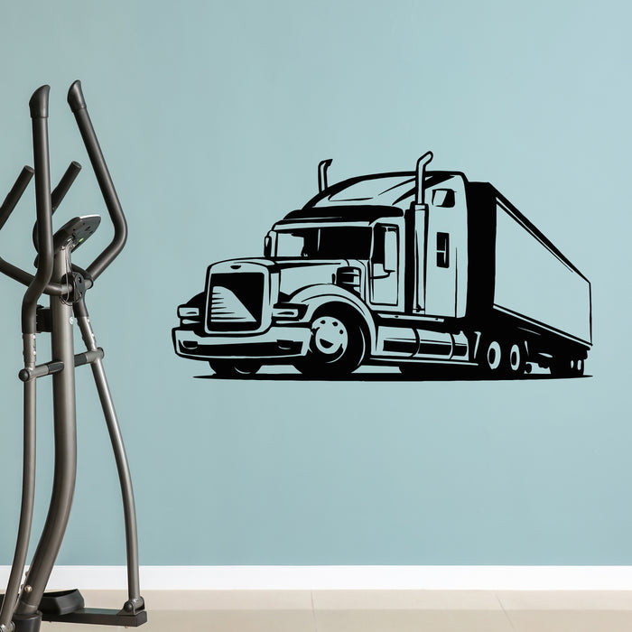 Vinyl Wall Decal American Semi Trailer Truck Auto Garage Decor Stickers Mural (L165)