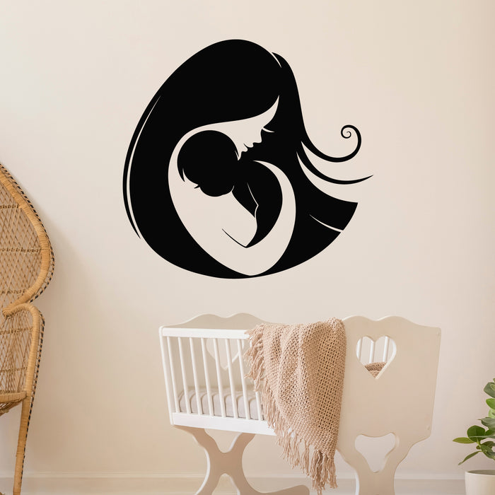Vinyl Wall Decal Mother And Baby Stylized Symbol Baby Shop Stickers Mural (g8989)