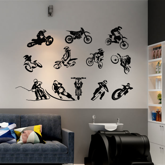 Vinyl Wall Decal Motocross Biking Helmet Extreme Sport Bikers Stickers Mural (g9254)