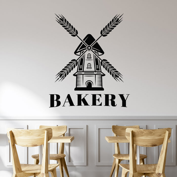 Vinyl Wall Decal Bakery Mill Badge Logo Freshly Baked Bread Stickers Mural (g9970)