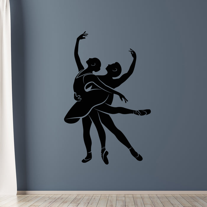 Vinyl Wall Decal Dancing Ballerinas Silhouette Ballet Studio Decor Stickers Mural (g9417)