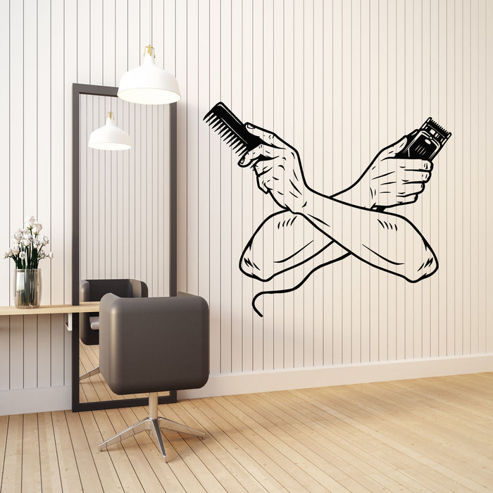 Vinyl Wall Decal Barber Tools Hair Cut Men Hairstyle Hair Stylist Stickers Mural (g8579)