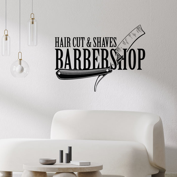 Vinyl Wall Decal Barbershop Hair Cut Shaves Salon Stickers Murals Unique Gift (ig4918)