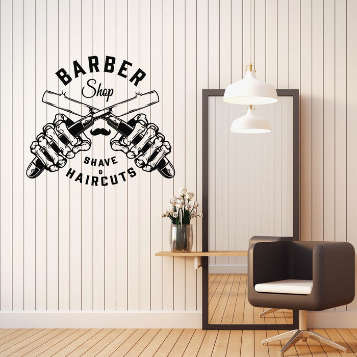 Vinyl Wall Decal Shave Haircut Barbershop Man's Hair Salon Stickers Mural (g8618)