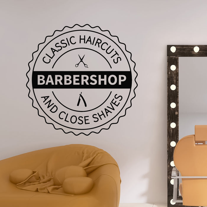 Vinyl Wall Decal Mister Barber Barbershop Classic Haircut Close Shaves Stickers Mural (g9136)