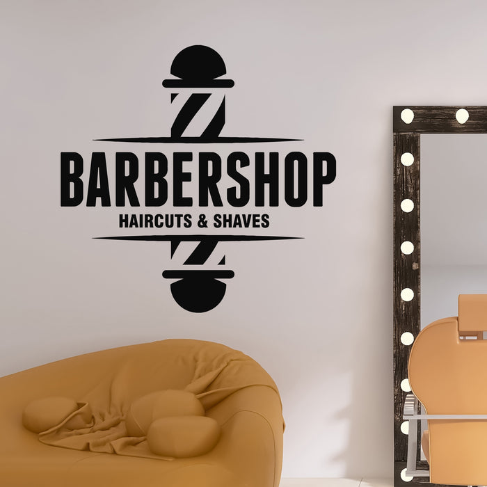 Vinyl Wall Decal Barber Shop Vintage Logo Haircuts Shaves Decor Stickers Mural (g9570)