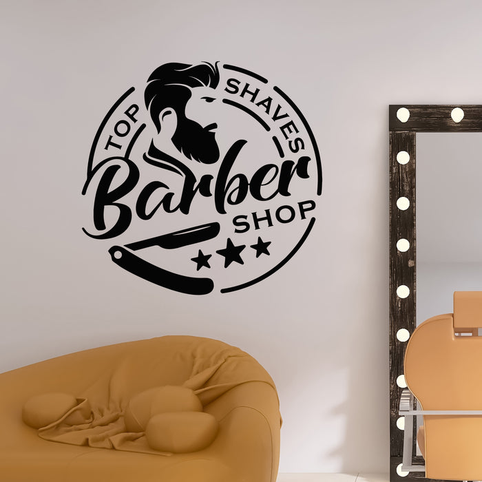 Vinyl Wall Decal Premium Barbershop Vintage Man's Hair Style Stickers Mural (g9620)