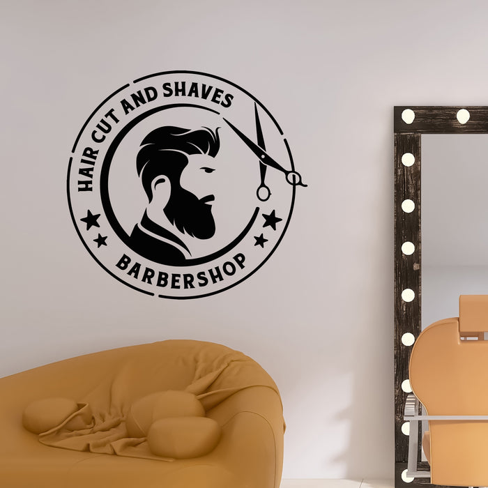 Vinyl Wall Decal Hair Cut And Shaves Barbershop Logo Poster Stickers Mural (g9670)