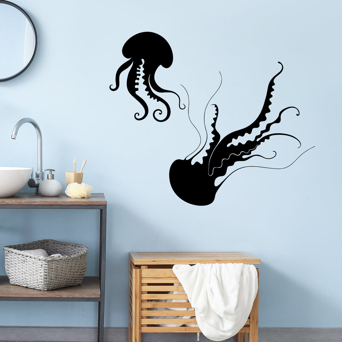 Jellyfish Wall Sticker Ocean Sea Marine Bathroom Vinyl Decal ...