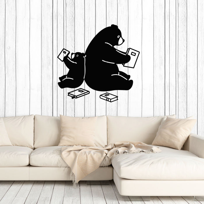 Vinyl Wall Decal Cartoon Animals Bears Reading Books Decor Stickers Mural (g8610)