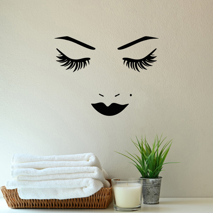 Vinyl Wall Decal Female Sexy Face Lips Eyelash Beauty Salon Makeup Stickers Unique Gift (898ig)