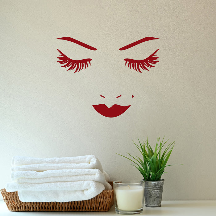 Vinyl Wall Decal Female Sexy Face Lips Eyelash Beauty Salon Makeup Stickers Unique Gift (898ig)