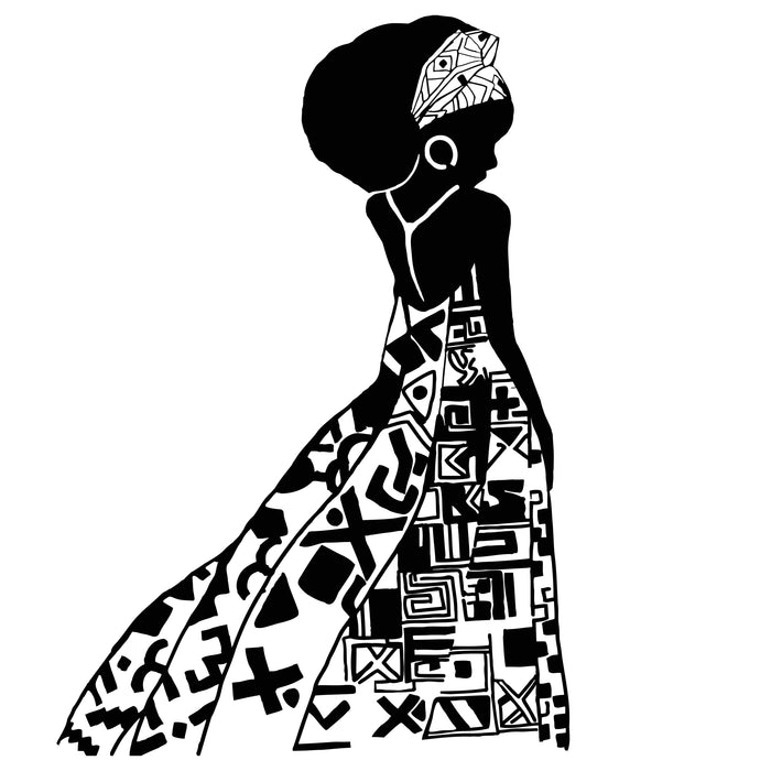 Sale Vinyl Wall Decal African Girl Black Woman Native Ethnic Style Sticker Unique Gift 1422ig S 11 in X 16 in Black