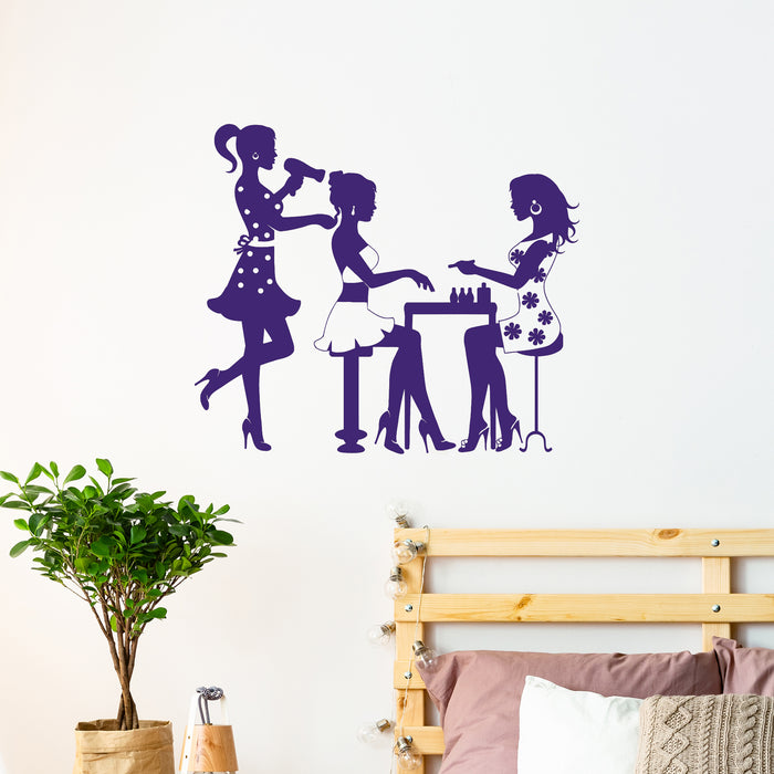 Vinyl Wall Decal Beauty Salon Hairdresser Manicure Nail Fashion Model Girl Stickers Unique Gift (688ig)