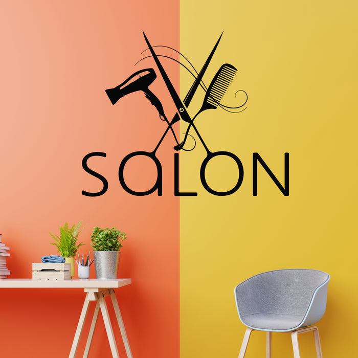 Vinyl Wall Decal Beauty Salon Stylist Hairstyles Scissors Hair Dryer Comb Stickers Mural (g9829)