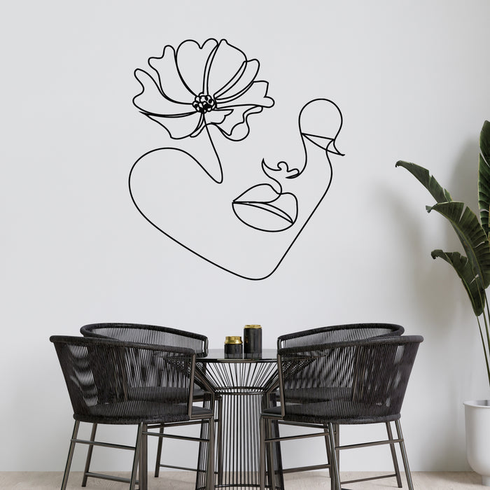 Vinyl Wall Decal Cosmetic Woman Face Flower Drawing Beauty Decor Stickers Mural (L030)