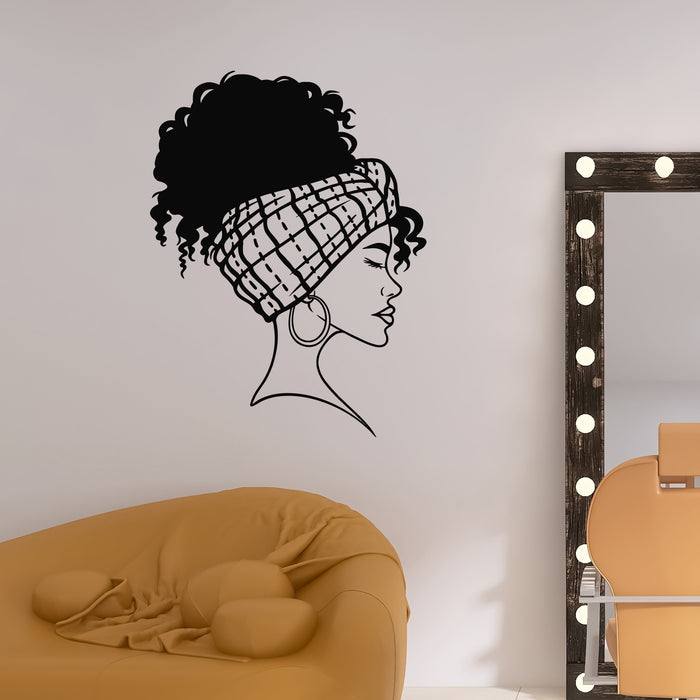 Vinyl Wall Decal Beautiful African Woman Portrait Beauty Hair Salon Stickers Mural (g9560)