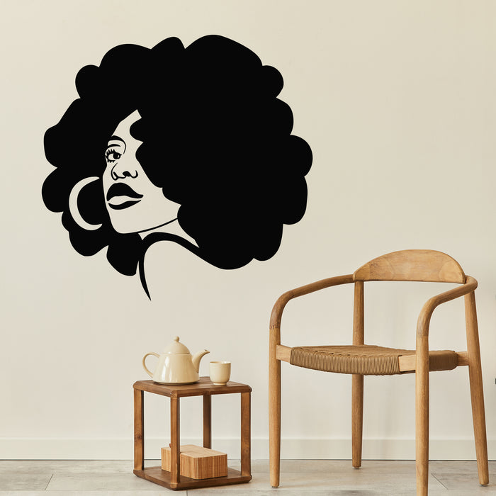 Vinyl Wall Decal African Girl Beauty Hair Salon Afro Lady Hairstyle Stickers Mural (g9024)