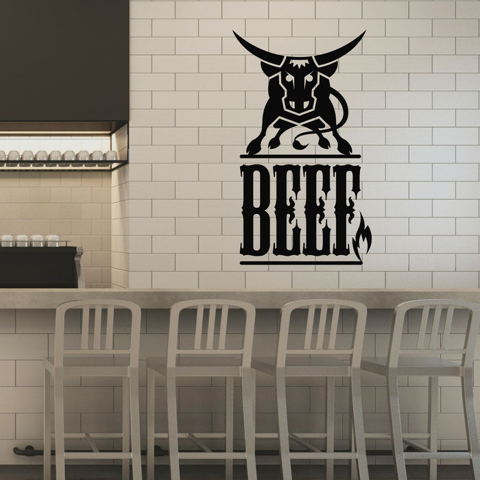 Vinyl Wall Decal Beef Meat Icon Restaurant Menu Bull Decor Stickers Mural (g8669)