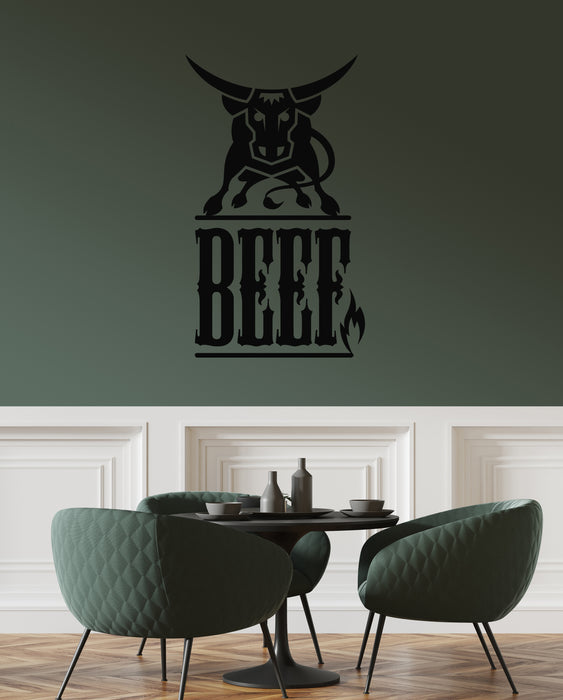 Vinyl Wall Decal Beef Meat Icon Restaurant Menu Bull Decor Stickers Mural (g8669)