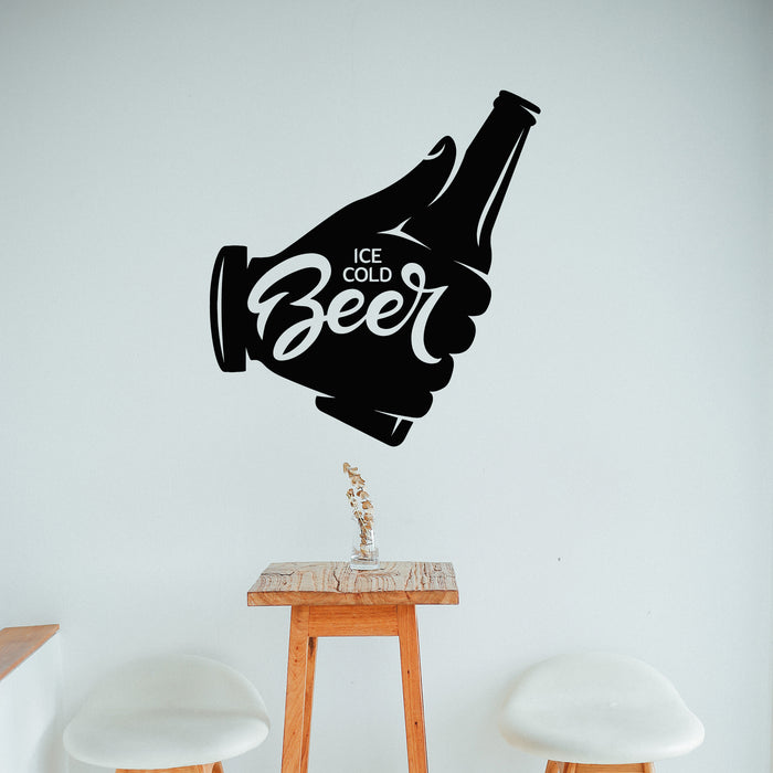 Vinyl Wall Decal Ice Cold Beer Bottle Beer House Shop Store Decor Stickers Mural (g9060)