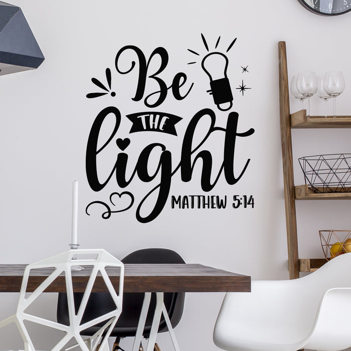 Vinyl Wall Decal Phrase Lettering Be The Light Bulb Poster Stickers Mural (g8861)