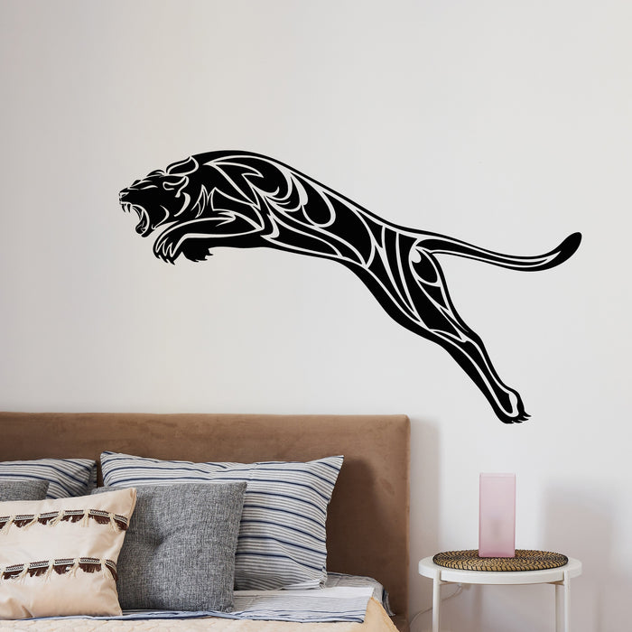 Vinyl Wall Decal Panther Jumps Predatory Animal Big Cat Stickers Mural (g9314)