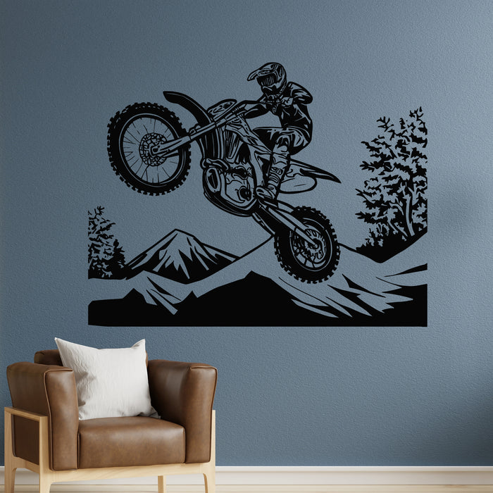 Vinyl Wall Decal Motocross Rider Jumping Bike Extreme Sport Stickers Mural (g9457)