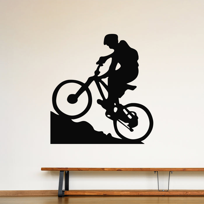 Vinyl Wall Decal Mountain Biker Cyclist Bike Rentals Sport Motivation Mural (g9539)