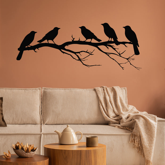 Vinyl Wall Decal Birds Silhouette On Branch LIving Room Home Stickers Mural (g8869)