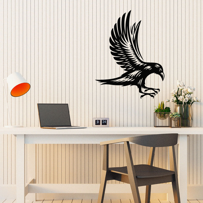 Vinyl Wall Decal Flying Raven Emblem Bird Silhouette Decoration Stickers Mural (g8668)