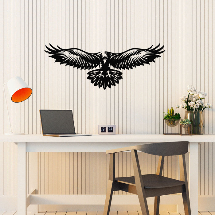 Vinyl Wall Decal Eagle Emblem With Wide Wings Flying In The Sky Stickers Mural (g8734)