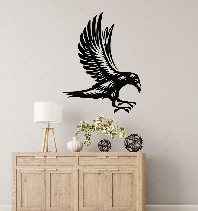 Vinyl Wall Decal Flying Raven Emblem Bird Silhouette Decoration Stickers Mural (g8668)