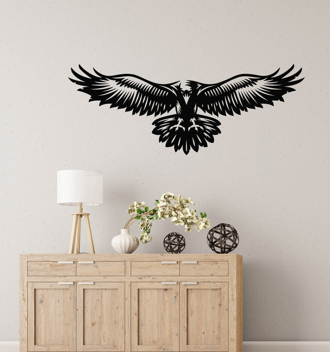 Vinyl Wall Decal Eagle Emblem With Wide Wings Flying In The Sky Stickers Mural (g8734)