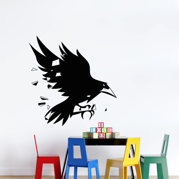 Vinyl Wall Decal Black Bird Studio Flying Raven Ripper Gothic Style Stickers Mural (g9025)