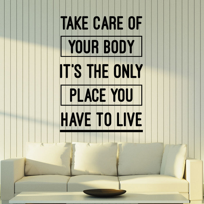 Vinyl Wall Decal Body Care Inspiring Quote Words Fitness Sport Stickers Mural (g8602)