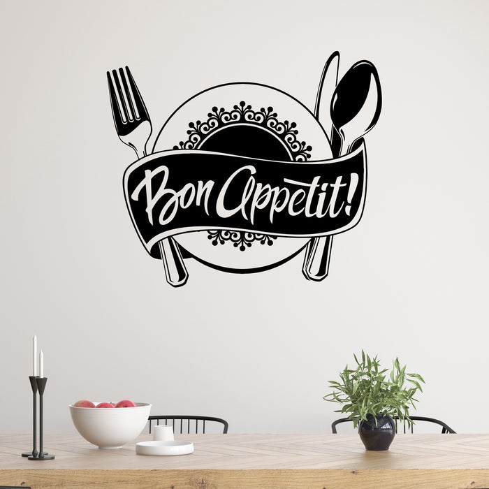 Vinyl Wall Decal Bon Appetit Kitchen Restaurant Chef Stickers Unique Gift (ig4538)