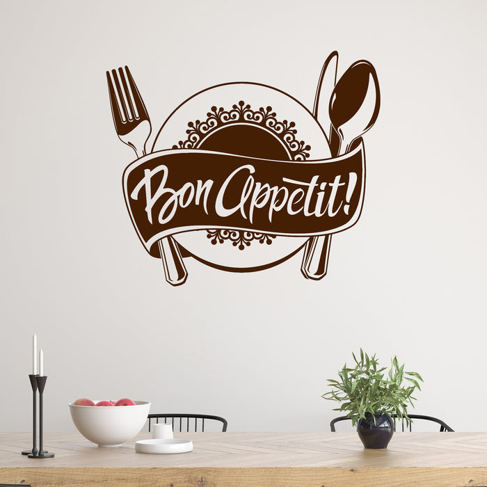 Vinyl Wall Decal Bon Appetit Kitchen Restaurant Chef Stickers Unique Gift (ig4538)