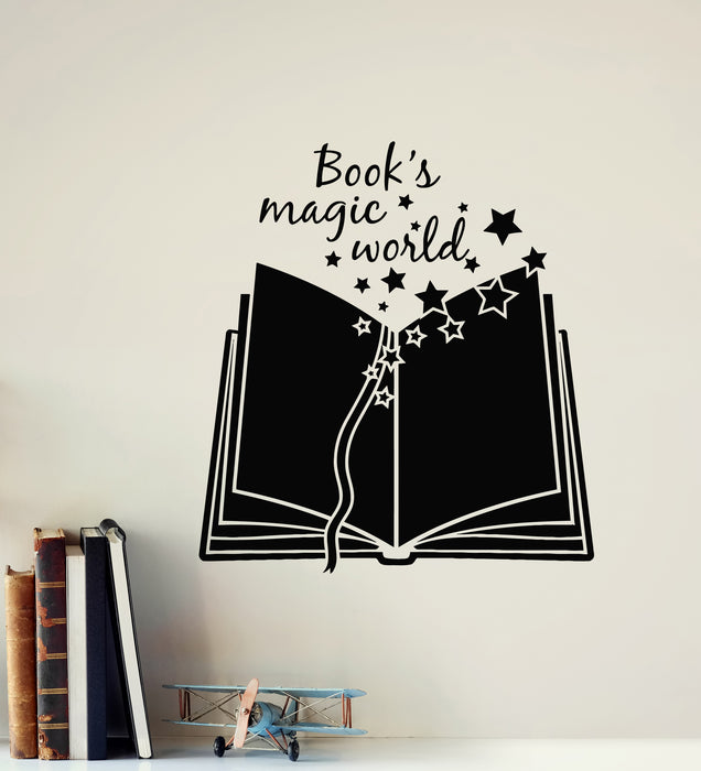 Vinyl Wall Decal Book's Magic Words Open Book Library Decor Stickers Mural (g8494)