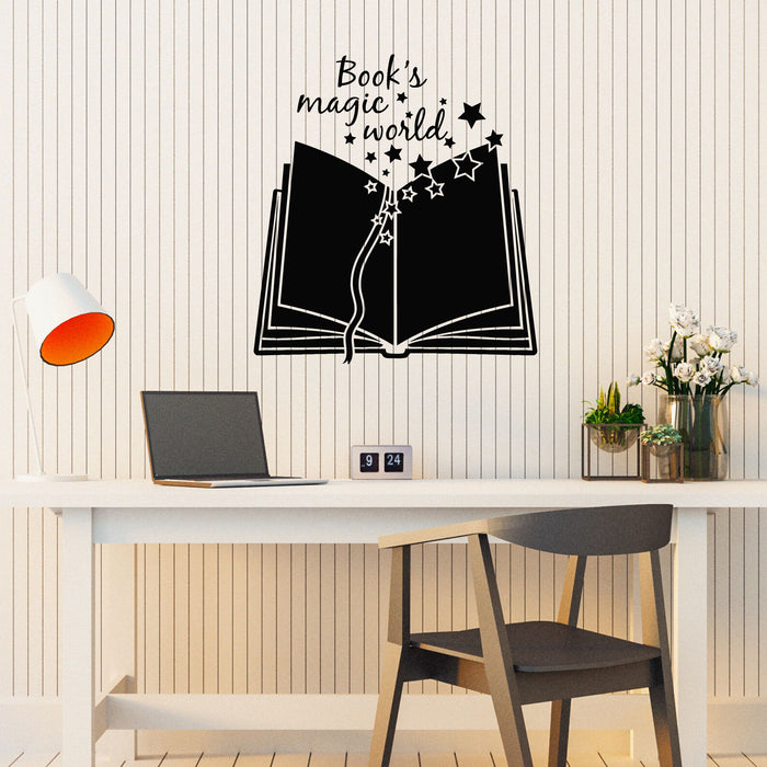 Vinyl Wall Decal Book's Magic Words Open Book Library Decor Stickers Mural (g8494)
