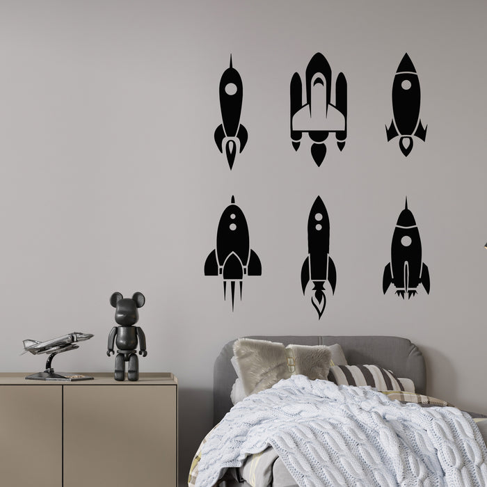 Vinyl Wall Decal Rocket Space Icon Boy Kids Room Decor Stickers Mural (g9315)