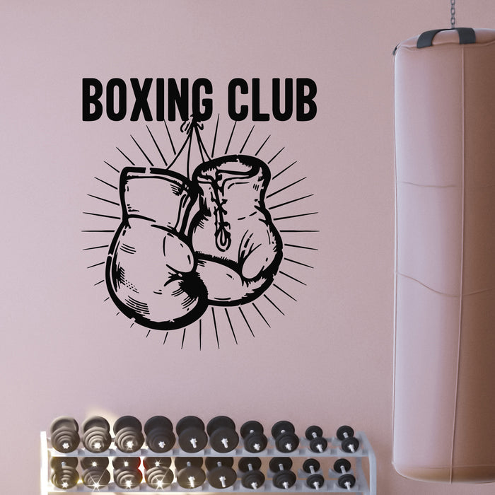 Vinyl Wall Decal Boxing Club Boxing Gloves Gym Sport Decor Stickers Mural (g9184)