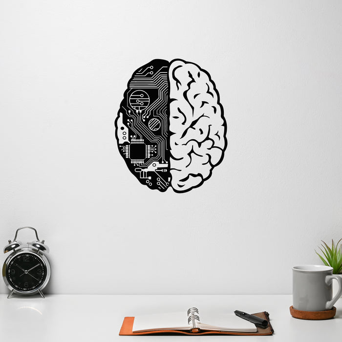 Vinyl Wall Decal Brain Chip Engineer Geek Computer Artificial Intelligence Stickers Unique Gift (374ig)