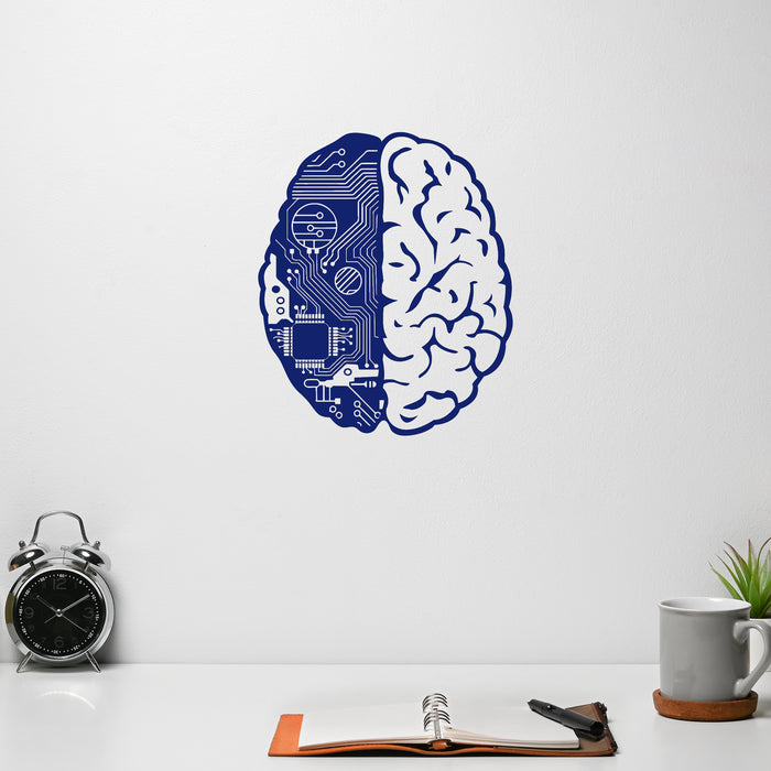 Vinyl Wall Decal Brain Chip Engineer Geek Computer Artificial Intelligence Stickers Unique Gift (374ig)