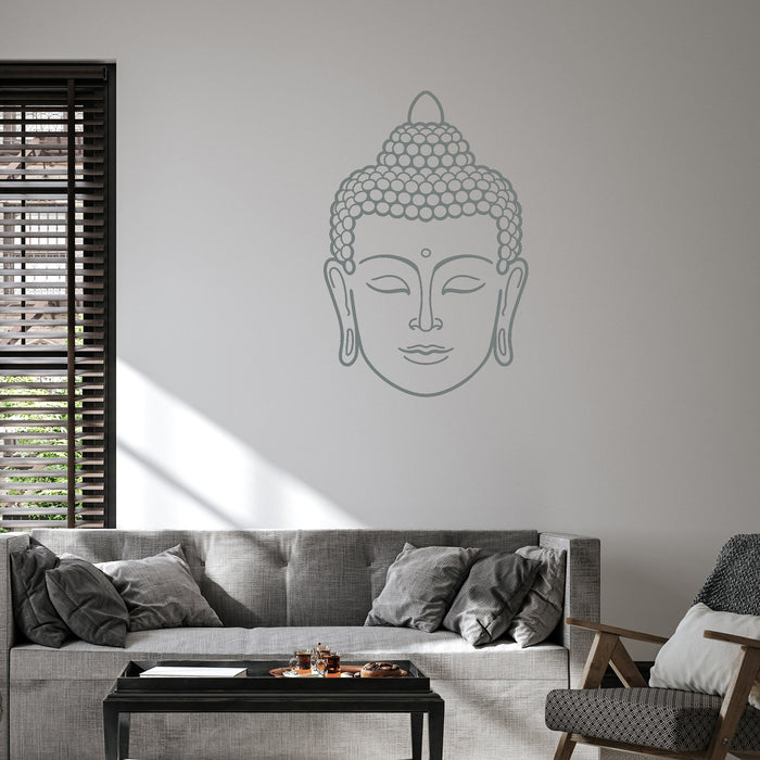 Vinyl Wall Decal Buddha Face Head Buddhism India God Religion Stickers Unique Gift (1434ig)