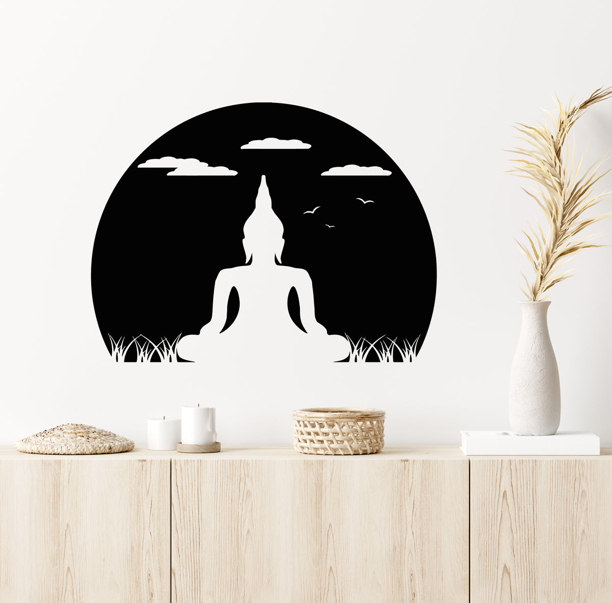 Vinyl Wall Decal Spiritual Teacher Buddhism Religion Buddha Meditates ...