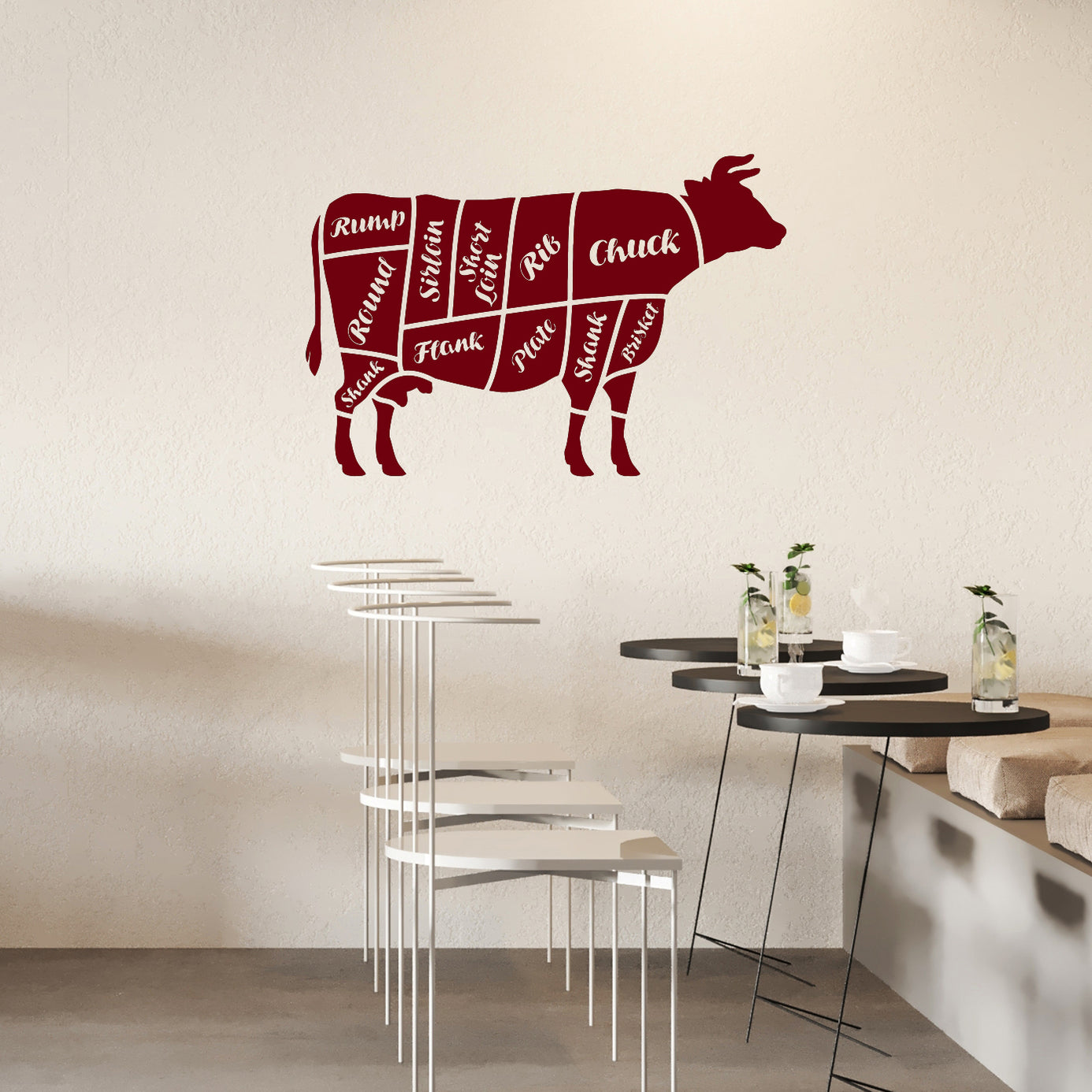 Butcher Counter Sticker Vinyl Wall Decal Butcher Shop Beef Meat Kitchen Decor Stickers Mural U ...