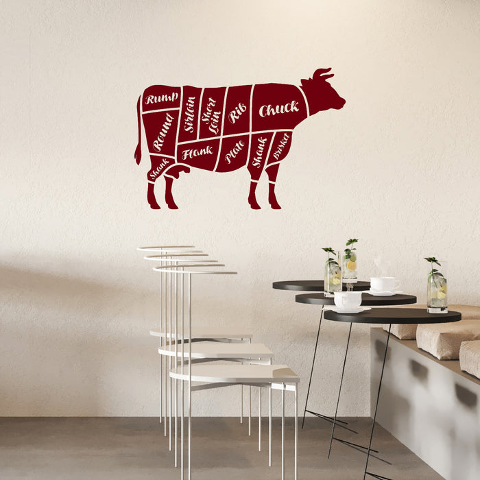 Vinyl Wall Decal Butcher Shop Beef Meat Kitchen Decor Stickers Mural Unique Gift (ig4691)