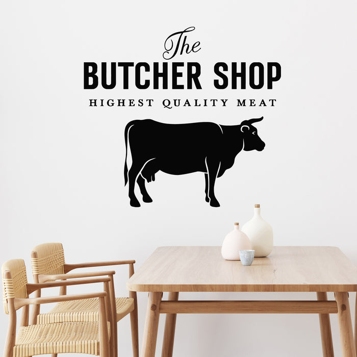 Vinyl Wall Decal Butcher Shop Decor Quality Fresh Meat Beef Stickers Mural (g9512)