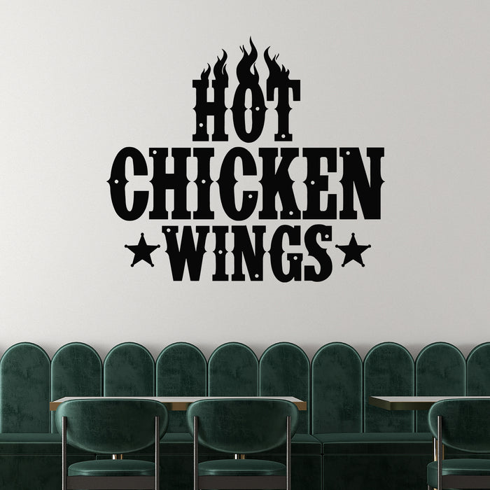 Vinyl Wall Decal Hot Chicken Wings Signs Cafe Tasty Food Stickers Mural (g9647)